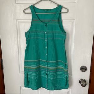 Prana green striped button front tunic top XS